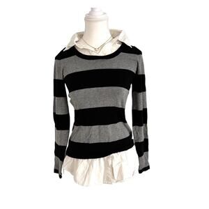 Vintage Faded Glory Size Small Polo + SweatShirt Light Weight Striped Combo